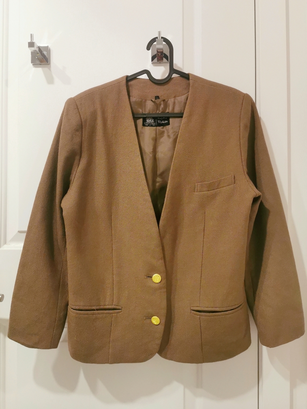 Vintage Pure Wool Blazer with Gold-tone Buttons
